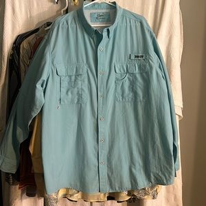 Men’s World Wide Sportsman by Bass Pro LS Fishing Shirt, aqua, size 3XL